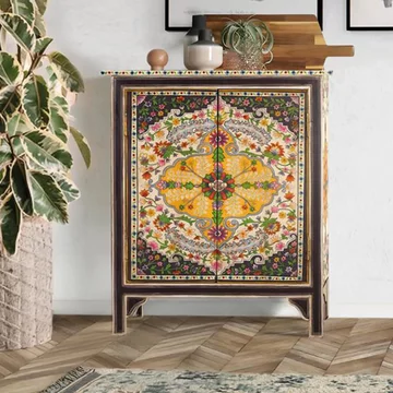 Lecce hall cabinet - black mango wood - painted - 2 door