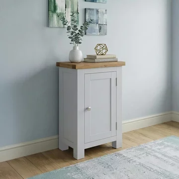 Lundy small hall cabinet - 1 door - grey painted