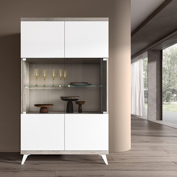 Modern treviso vitrine - 2 glass door - white