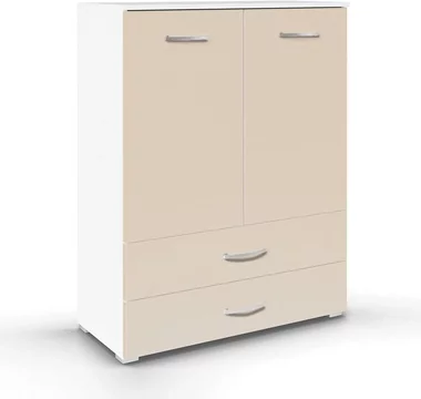 Aditio cupboard - 2 door - 2 bottom drawer - alpine white & champagne