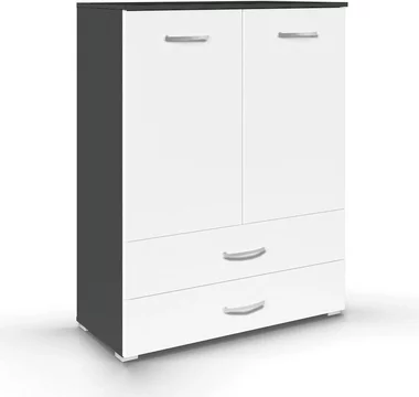 Aditio cupboard - 2 door - 2 bottom drawer - metallic dark grey & alpine white