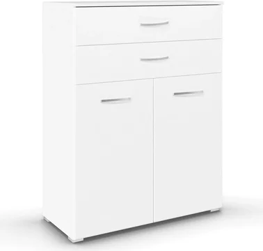 Aditio cupboard - 2 door with 2 top drawer - alpine white