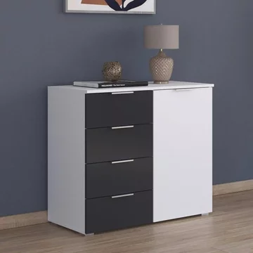 Monza cabinet - 1 door - alpine white & metallic dark grey