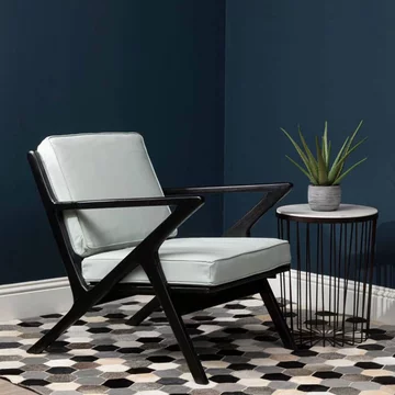 Kendari lounge armchair - grey leather with teak wood