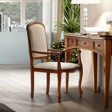 Giotto italian armchair - wooden and fabric - walnut