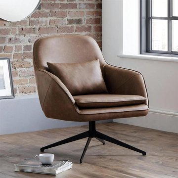 Bowery swivel chair - brown faux leather