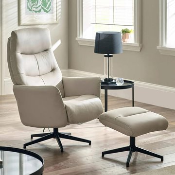 Priya armchair with footstool - grey fabric