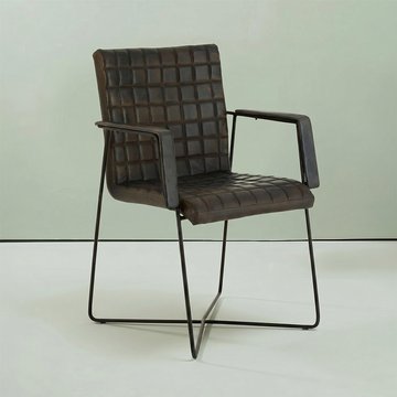 Buffalo weave chair - grey - leather with metal