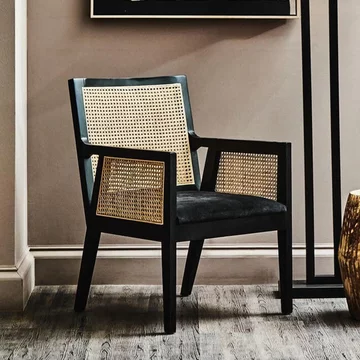 Corso armchair - black wood and rattan