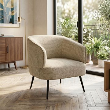 Coco accent chair - curved back - beige - fabric