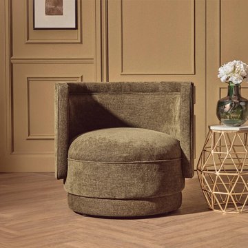 Drake accent chair - curved - forest green chenille fabric