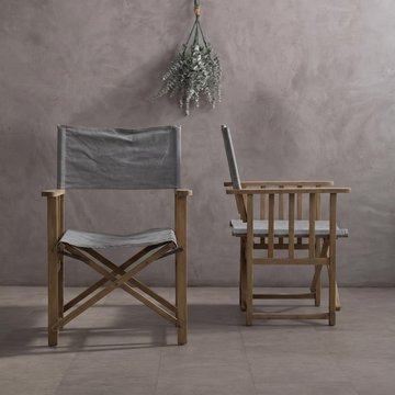 Hugh chair - grey linen fabric with american oak