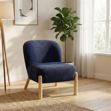Alana accent armless chair - denim blue - fabric and wood