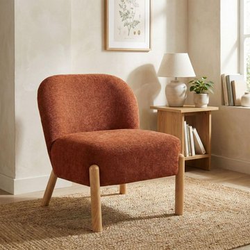 Alana accent armless chair - rust orange - fabric and wood