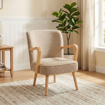 Eliza accent armchair - oatmeal - fabric and wood