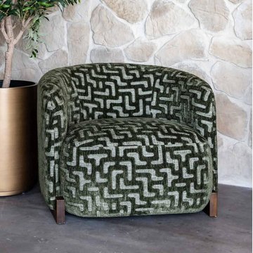 Hannah lounge chair - labyrinth - moss - fabric and wood