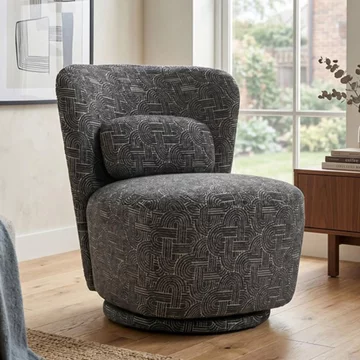 Aura swivel chair - curved back - charcoal - fabric