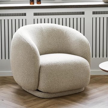 Hawkes lounge armchair - curved back - cream - fabric