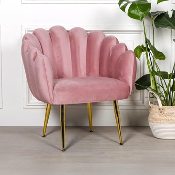 Arriba occasional chair - pink velvet - scalloped