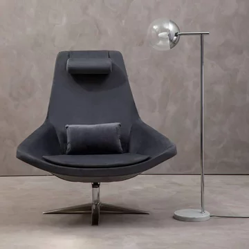 Kalo chair - curved - grey velvet fabric