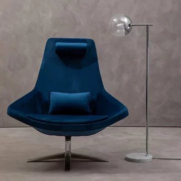 Kalo chair - curved - navy velvet fabric