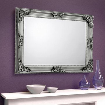 Rococo wall mirror - rectangular - pewter