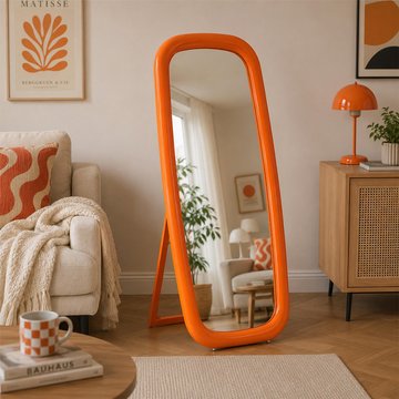 Cheval mirror - orange painted - wood - 80cm x 180cm