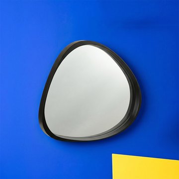 Giles wall mirror - abstract - small - black - glass and wood - 77cm x 71cm
