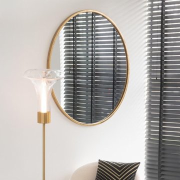 Mona wall mirror - round - gold - glass and metal - 110cm x 2cm