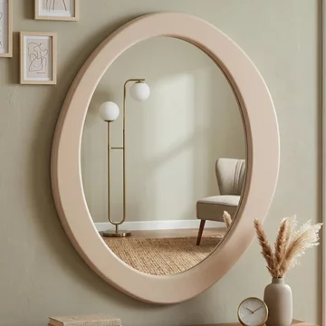 Clayton wall mirror - oval - beige - 108cm x 120cm