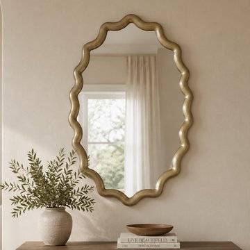 Morgan wall mirror - oval - champagne gold - 80cm x 120cm