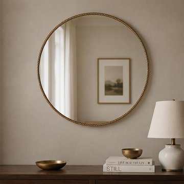 Lavinia wall mirror - round - gold - metal - 90cm x 90cm