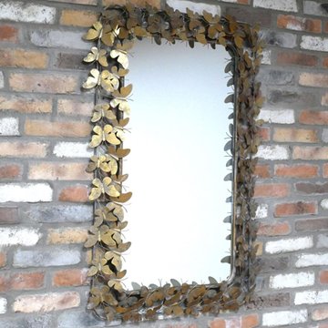 Butterfly wall mirror - antique gold - metal - 80cm x 115cm