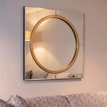 Briana gold square wall mirror