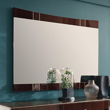 Bellagio wall mirror - large - high gloss walnut - wooden