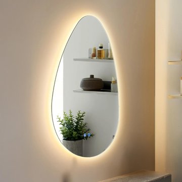 Kiama bathroom wall mirror - with led lights - abstract - glass - 58cm x 80cm