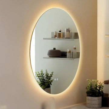 Kiama bathroom wall mirror - with led lights - round - glass - 80cm x 80cm