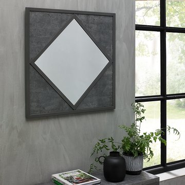 Renzo zinc & dark grey wall mirror - square