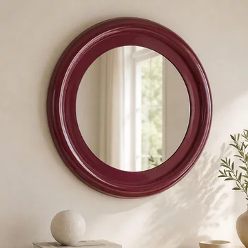 Eabel wall mirror - round - red - metal - 90cm x 90cm