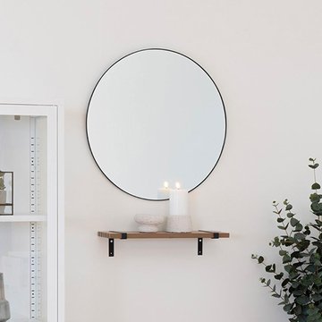 Jersey mirror - round - wall - black - 60cm x 60cm