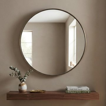 Mammom wall mirror - round - aluminium - 39.5cm x 39.5cm