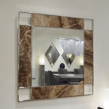 Inlay square wall mirror - marble - variation available