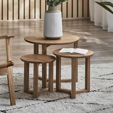 Nidri nest of tables - set of 3 - oak - round