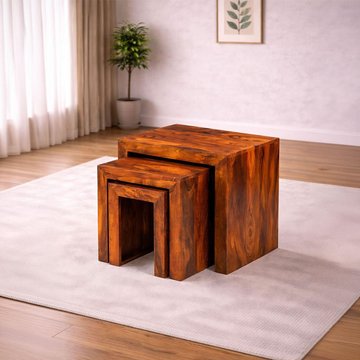 Cube sheesham nest of 3 tables