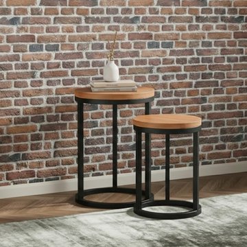 Rayne acacia round nest of 2 tables