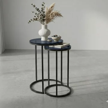 Chicago nest of tables - set of 2 - round - smoked glass
