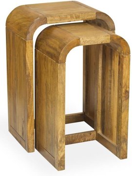 Curved edge tables - nest of 2 - tall - mango wood