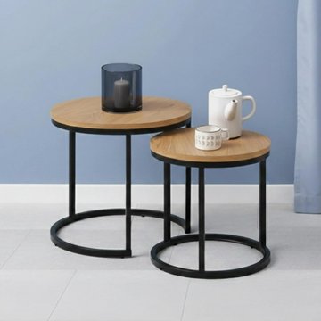 Spiro nest of tables - round - oak - set of 2