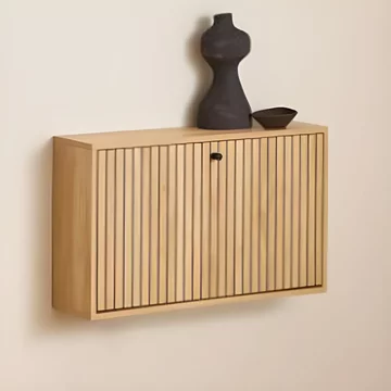 Albany shoe cabinet - wall mounted - ribbed oak