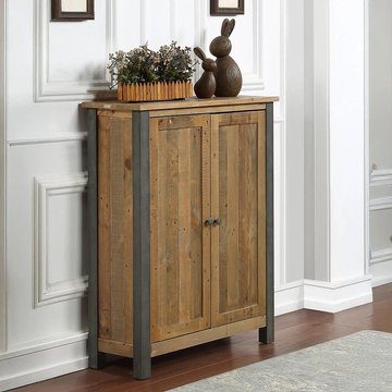 Urban elegance reclaimed wood shoe storage cupboard - small